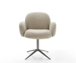 DrehstuhlNube-Flex mit Armlehnen Webstoff Soft Beige Fußkreuz Graphit 360° drehbar Wippfunktion Taschenfederkern Sofort versandfertig