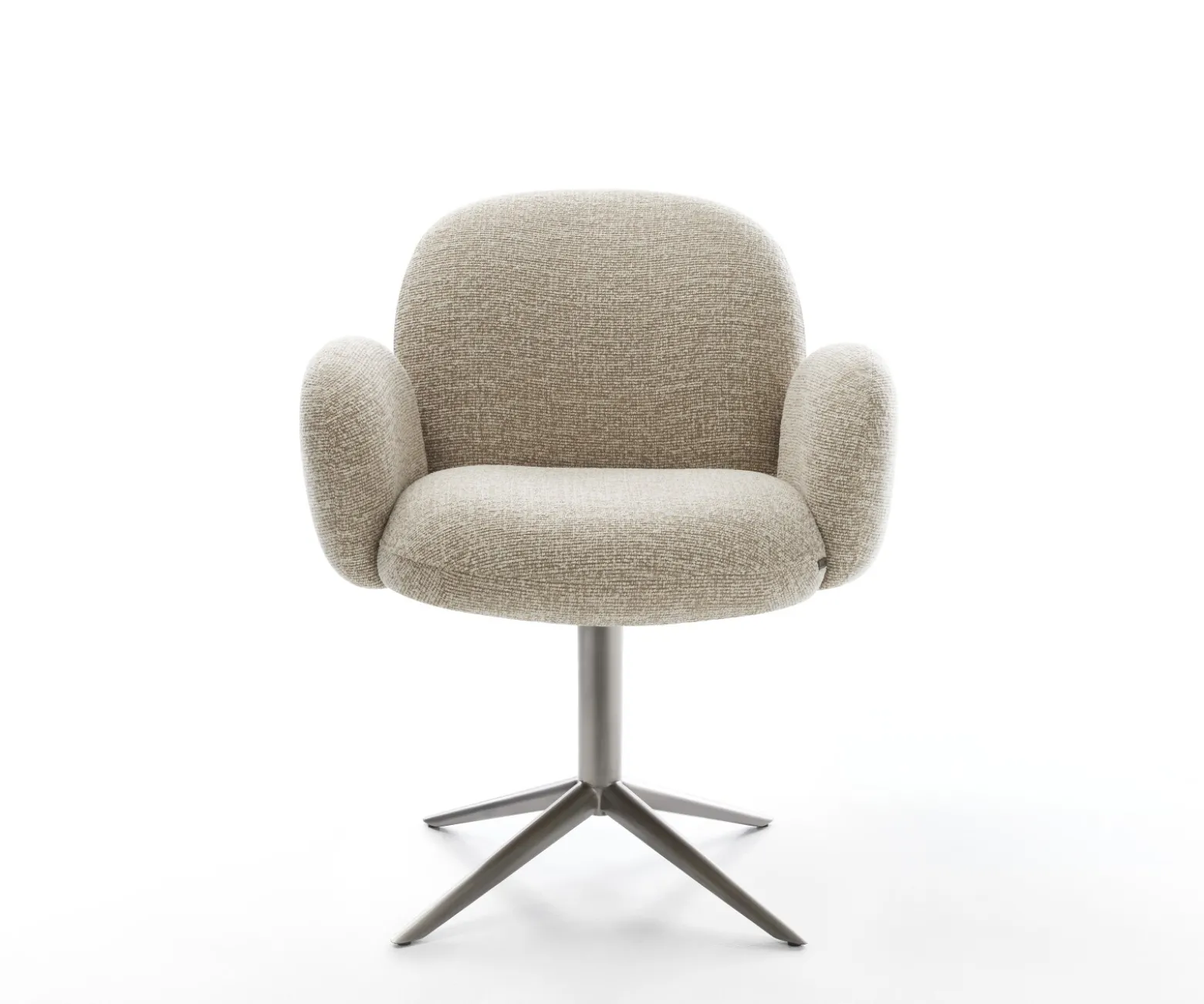 DrehstuhlNube-Flex mit Armlehnen Webstoff Soft Beige Fußkreuz Graphit 360° drehbar Wippfunktion Taschenfederkern Sofort versandfertig