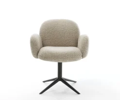 DrehstuhlNube-Flex mit Armlehnen Webstoff Soft Beige Fußkreuz Schwarz 360° drehbar Wippfunktion Taschenfederkern Sofort versandfertig