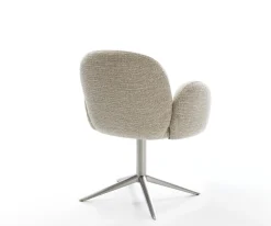 DrehstuhlNube-Flex mit Armlehnen Webstoff Soft Beige Fußkreuz Edelstahl 360° drehbar Wippfunktion Taschenfederkern Sofort versandfertig