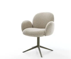 DrehstuhlNube-Flex mit Armlehnen Webstoff Soft Beige Fußkreuz Effektfinish Titan 360° drehbar Wippfunktion Taschenfederkern Sofort versandfertig