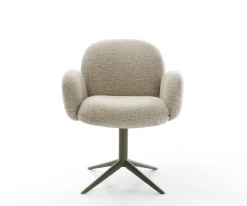 DrehstuhlNube-Flex mit Armlehnen Webstoff Soft Beige Fußkreuz Effektfinish Titan 360° drehbar Wippfunktion Taschenfederkern Sofort versandfertig