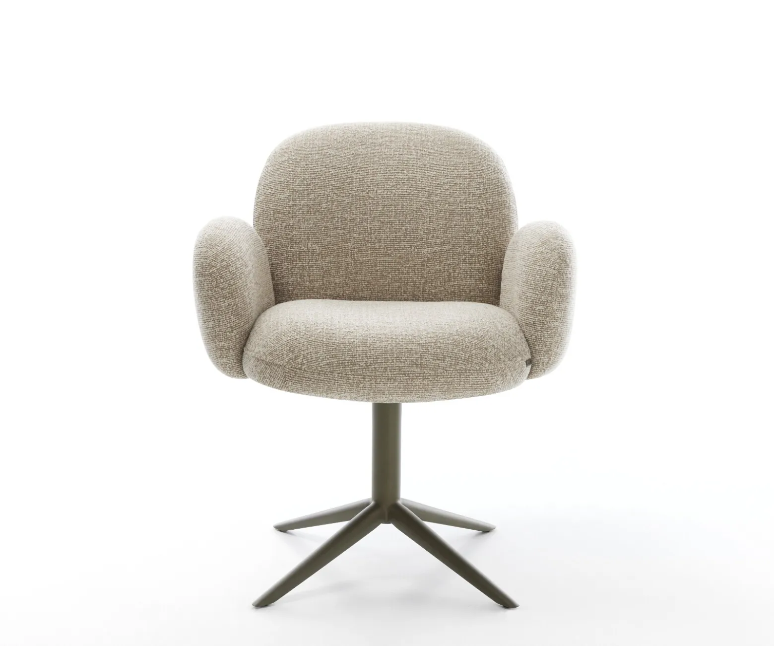 DrehstuhlNube-Flex mit Armlehnen Webstoff Soft Beige Fußkreuz Effektfinish Titan 360° drehbar Wippfunktion Taschenfederkern Sofort versandfertig