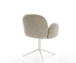 DrehstuhlNube-Flex mit Armlehnen Webstoff Soft Beige Fußkreuz Weiß 360° drehbar Wippfunktion Taschenfederkern Sofort versandfertig