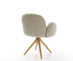 DrehstuhlNube-Flex mit Armlehnen Webstoff Soft Beige Holzgestell kantig Natur 360° drehbar Taschenfederkern Versandfertig ca. 28.10.26