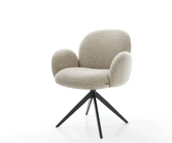 DrehstuhlNube-Flex mit Armlehnen Webstoff Soft Beige Kreuzgestell breit Schwarz 360° drehbar Wippfunktion Taschenfederkern Sofort versandfertig