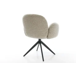 DrehstuhlNube-Flex mit Armlehnen Webstoff Soft Beige Kreuzgestell breit Schwarz 360° drehbar Wippfunktion Taschenfederkern Sofort versandfertig