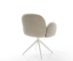 DrehstuhlNube-Flex mit Armlehnen Webstoff Soft Beige Kreuzgestell breit Weiß 360° drehbar Wippfunktion Taschenfederkern Sofort versandfertig