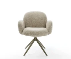 DrehstuhlNube-Flex mit Armlehnen Webstoff Soft Beige Kreuzgestell breit Effektfinish Titan 360° drehbar Wippfunktion Taschenfederkern Sofort versandfertig