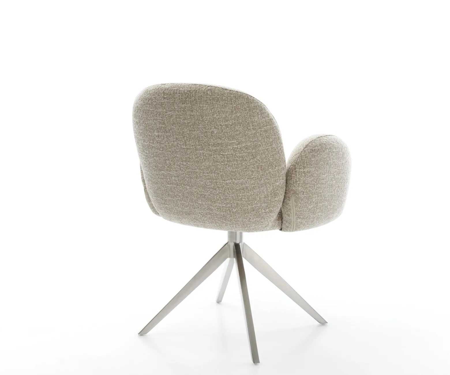 DrehstuhlNube-Flex mit Armlehnen Webstoff Soft Beige Kreuzgestell breit Edelstahl 360° drehbar Wippfunktion Taschenfederkern Sofort versandfertig