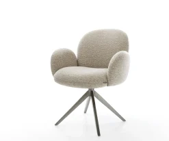 DrehstuhlNube-Flex mit Armlehnen Webstoff Soft Beige Kreuzgestell breit Graphit 360° drehbar Wippfunktion Taschenfederkern Sofort versandfertig