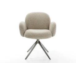 DrehstuhlNube-Flex mit Armlehnen Webstoff Soft Beige Kreuzgestell breit Graphit 360° drehbar Wippfunktion Taschenfederkern Sofort versandfertig