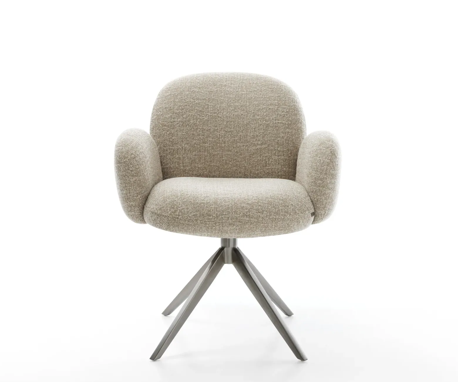 DrehstuhlNube-Flex mit Armlehnen Webstoff Soft Beige Kreuzgestell breit Graphit 360° drehbar Wippfunktion Taschenfederkern Sofort versandfertig