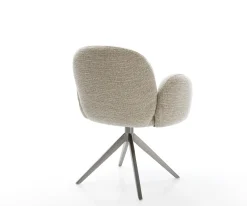 DrehstuhlNube-Flex mit Armlehnen Webstoff Soft Beige Kreuzgestell breit Graphit 360° drehbar Wippfunktion Taschenfederkern Sofort versandfertig