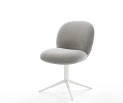 DrehstuhlNube-Flex Strukturstoff Soft Grau Fußkreuz Weiß 360° drehbar Wippfunktion Taschenfederkern Sofort versandfertig