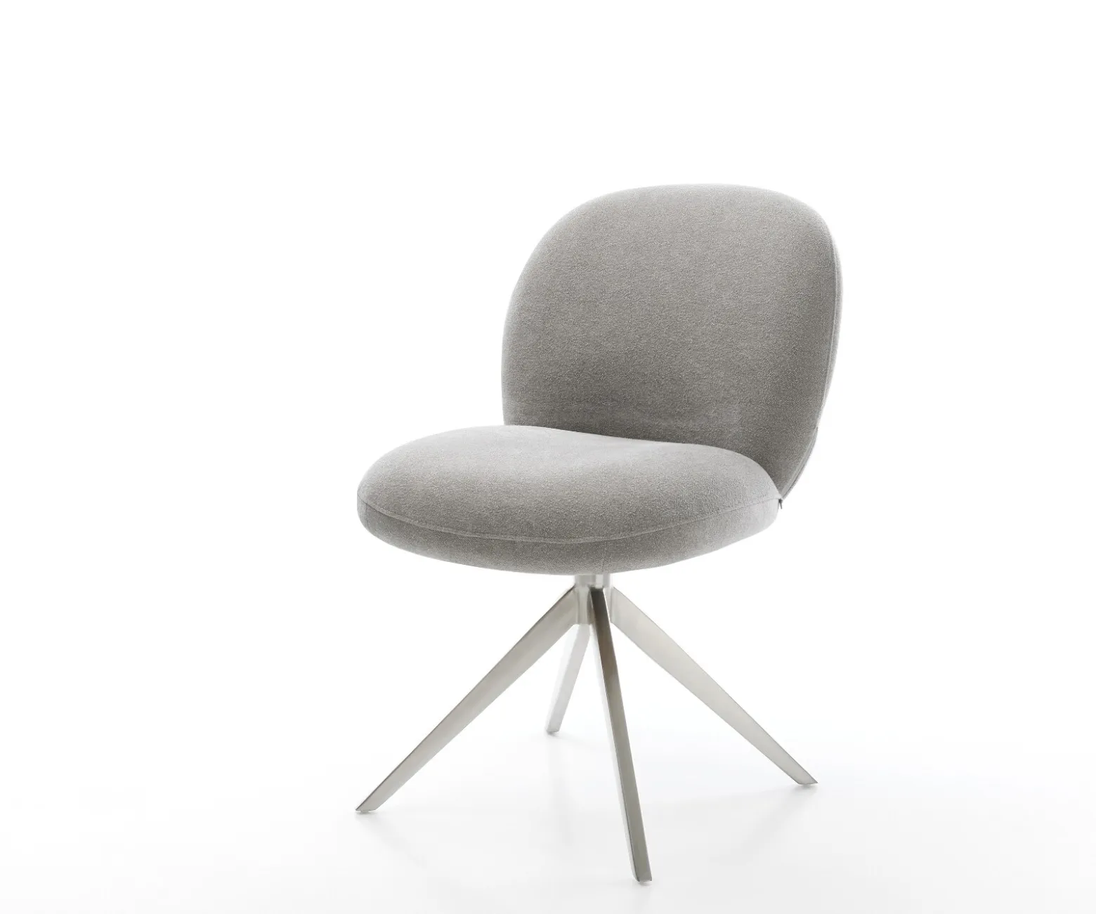 DrehstuhlNube-Flex Strukturstoff Soft Grau Kreuzgestell breit Edelstahl 360° drehbar Wippfunktion Taschenfederkern Sofort versandfertig