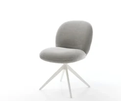 DrehstuhlNube-Flex Strukturstoff Soft Grau Kreuzgestell breit Weiß 360° drehbar Wippfunktion Taschenfederkern Sofort versandfertig