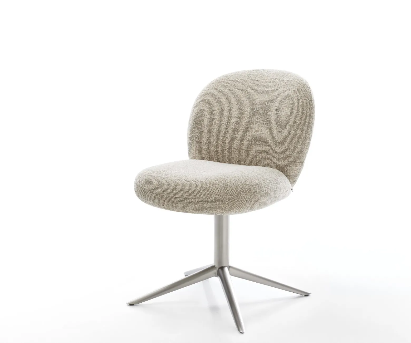 DrehstuhlNube-Flex Webstoff Soft Beige Fußkreuz Edelstahl 360° drehbar Wippfunktion Taschenfederkern Sofort versandfertig