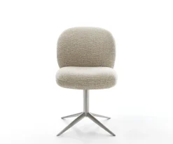 DrehstuhlNube-Flex Webstoff Soft Beige Fußkreuz Edelstahl 360° drehbar Wippfunktion Taschenfederkern Sofort versandfertig