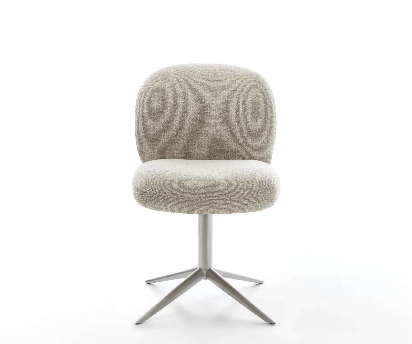 DrehstuhlNube-Flex Webstoff Soft Beige Fußkreuz Edelstahl 360° drehbar Wippfunktion Taschenfederkern Sofort versandfertig