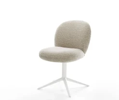 DrehstuhlNube-Flex Webstoff Soft Beige Fußkreuz Weiß 360° drehbar Wippfunktion Taschenfederkern Sofort versandfertig