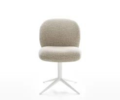 DrehstuhlNube-Flex Webstoff Soft Beige Fußkreuz Weiß 360° drehbar Wippfunktion Taschenfederkern Sofort versandfertig