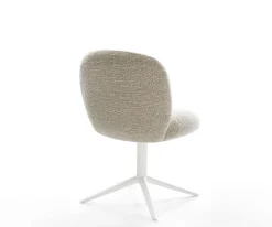 DrehstuhlNube-Flex Webstoff Soft Beige Fußkreuz Weiß 360° drehbar Wippfunktion Taschenfederkern Sofort versandfertig