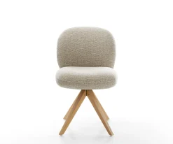 DrehstuhlNube-Flex Webstoff Soft Beige Holzgestell kantig Natur 360° drehbar Taschenfederkern Versandfertig ca. 28.10.26