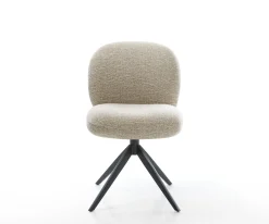 DrehstuhlNube-Flex Webstoff Soft Beige Kreuzgestell breit Schwarz 360° drehbar Wippfunktion Taschenfederkern Sofort versandfertig