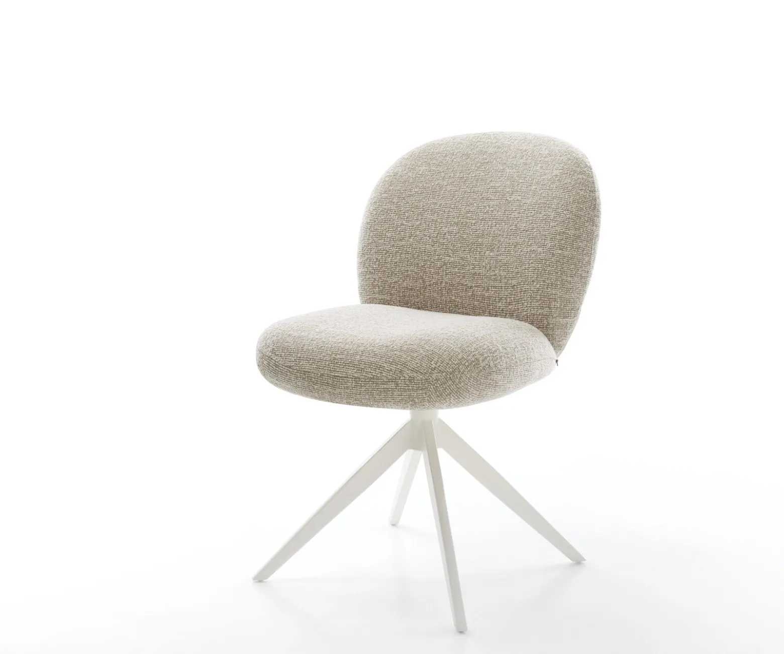 DrehstuhlNube-Flex Webstoff Soft Beige Kreuzgestell breit Weiß 360° drehbar Wippfunktion Taschenfederkern Sofort versandfertig
