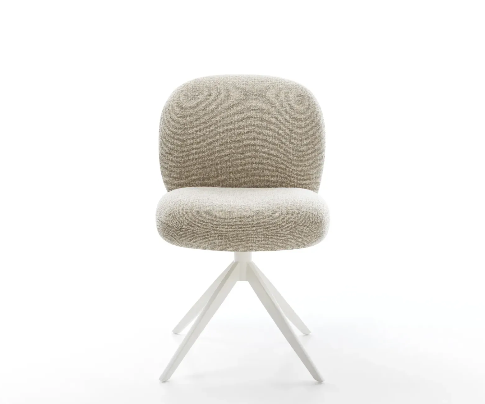 DrehstuhlNube-Flex Webstoff Soft Beige Kreuzgestell breit Weiß 360° drehbar Wippfunktion Taschenfederkern Sofort versandfertig