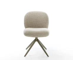 DrehstuhlNube-Flex Webstoff Soft Beige Kreuzgestell breit Effektfinish Titan 360° drehbar Wippfunktion Taschenfederkern Sofort versandfertig