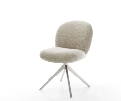 DrehstuhlNube-Flex Webstoff Soft Beige Kreuzgestell breit Edelstahl 360° drehbar Wippfunktion Taschenfederkern Sofort versandfertig