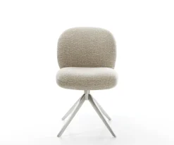 DrehstuhlNube-Flex Webstoff Soft Beige Kreuzgestell breit Edelstahl 360° drehbar Wippfunktion Taschenfederkern Sofort versandfertig