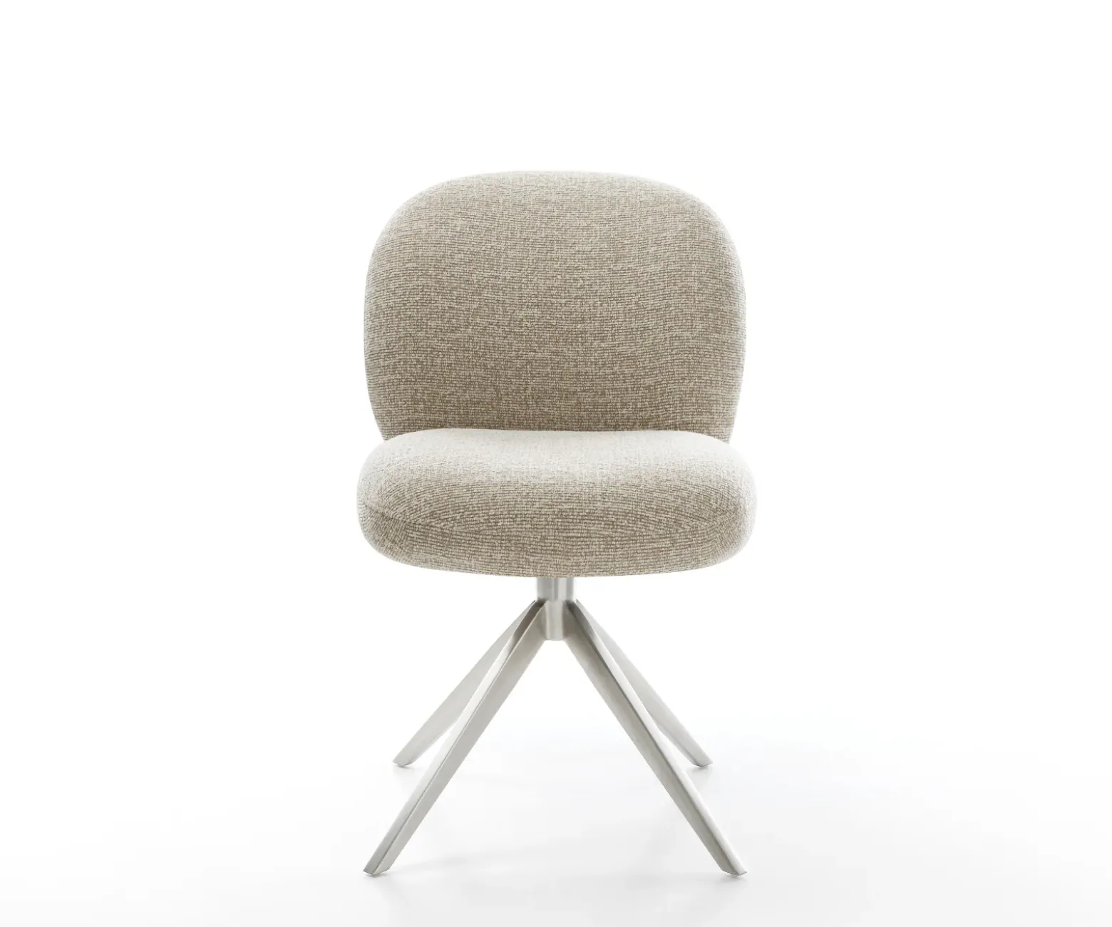 DrehstuhlNube-Flex Webstoff Soft Beige Kreuzgestell breit Edelstahl 360° drehbar Wippfunktion Taschenfederkern Sofort versandfertig