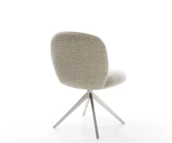 DrehstuhlNube-Flex Webstoff Soft Beige Kreuzgestell breit Edelstahl 360° drehbar Wippfunktion Taschenfederkern Sofort versandfertig