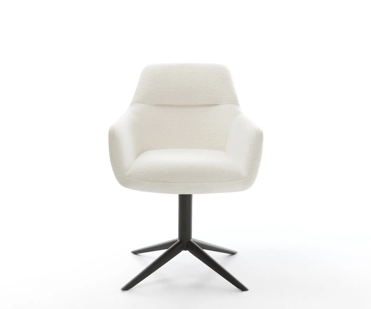 DrehstuhlPejo-Flex Bouclé Soft Beige Fußkreuz Schwarz 360° drehbar Wippfunktion Taschenfederkern Sofort versandfertig