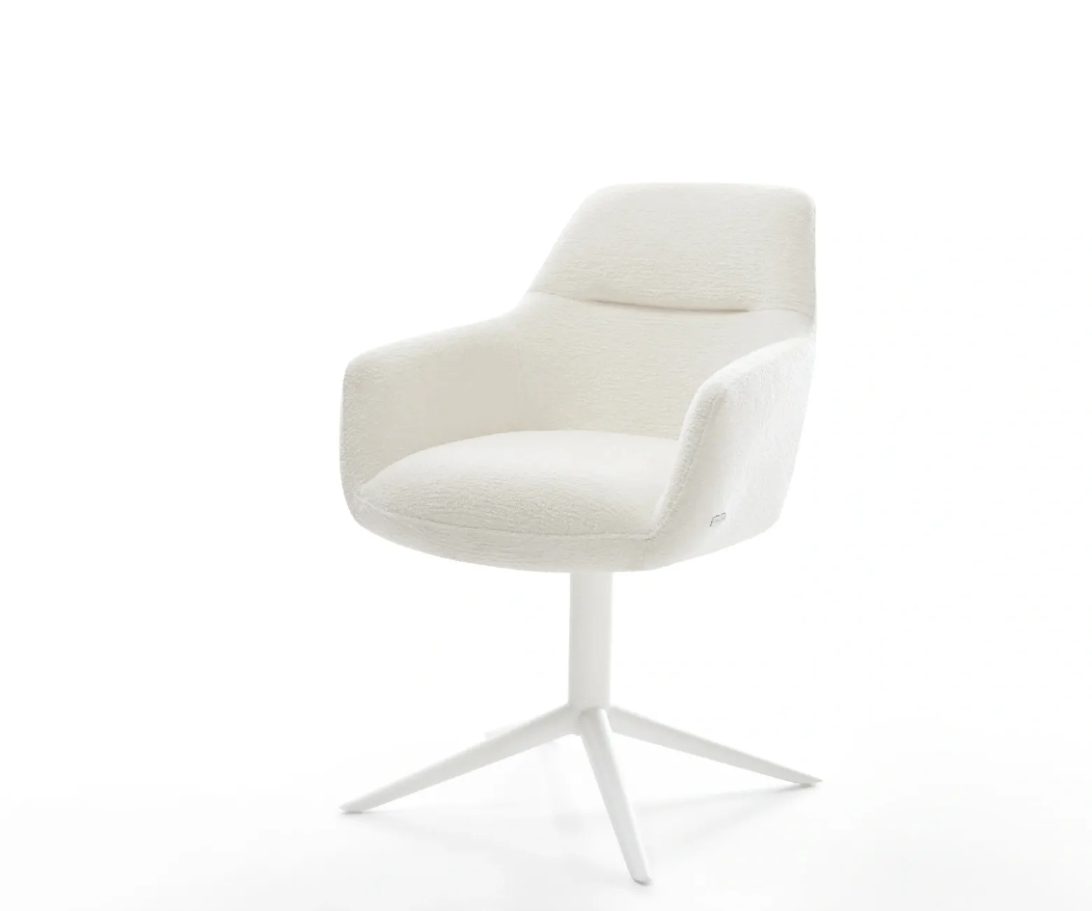 DrehstuhlPejo-Flex Bouclé Soft Beige Fußkreuz Weiß 360° drehbar Wippfunktion Taschenfederkern Sofort versandfertig