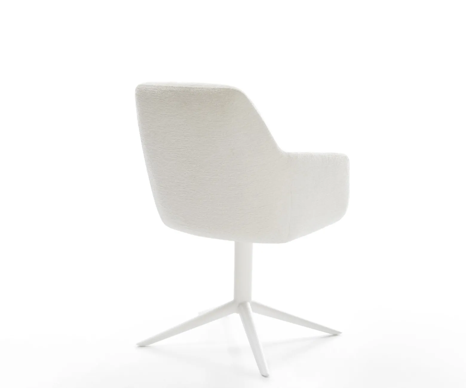 DrehstuhlPejo-Flex Bouclé Soft Beige Fußkreuz Weiß 360° drehbar Wippfunktion Taschenfederkern Sofort versandfertig