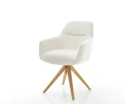 DrehstuhlPejo-Flex Bouclé Soft Beige Holzgestell kantig Natur 360° drehbar Taschenfederkern Versandfertig ca. 28.10.26