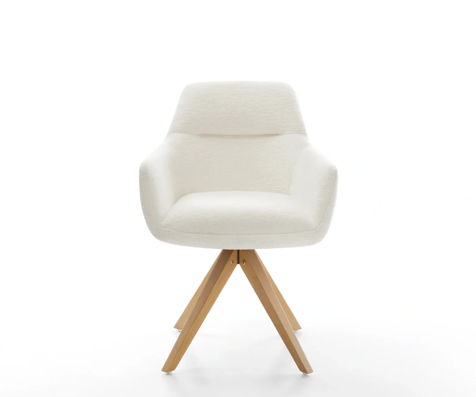 DrehstuhlPejo-Flex Bouclé Soft Beige Holzgestell kantig Natur 360° drehbar Taschenfederkern Versandfertig ca. 28.10.26