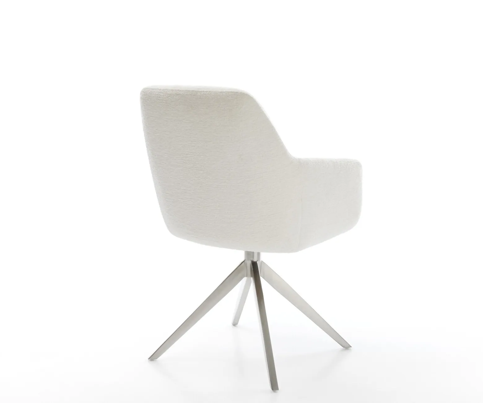 DrehstuhlPejo-Flex Bouclé Soft Beige Kreuzgestell breit Edelstahl 360° drehbar Wippfunktion Taschenfederkern Sofort versandfertig