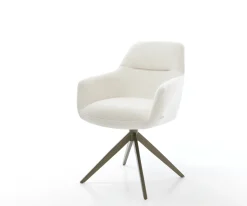 DrehstuhlPejo-Flex Bouclé Soft Beige Kreuzgestell breit Effektfinish Titan 360° drehbar Wippfunktion Taschenfederkern Sofort versandfertig