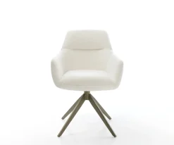 DrehstuhlPejo-Flex Bouclé Soft Beige Kreuzgestell breit Effektfinish Titan 360° drehbar Wippfunktion Taschenfederkern Sofort versandfertig