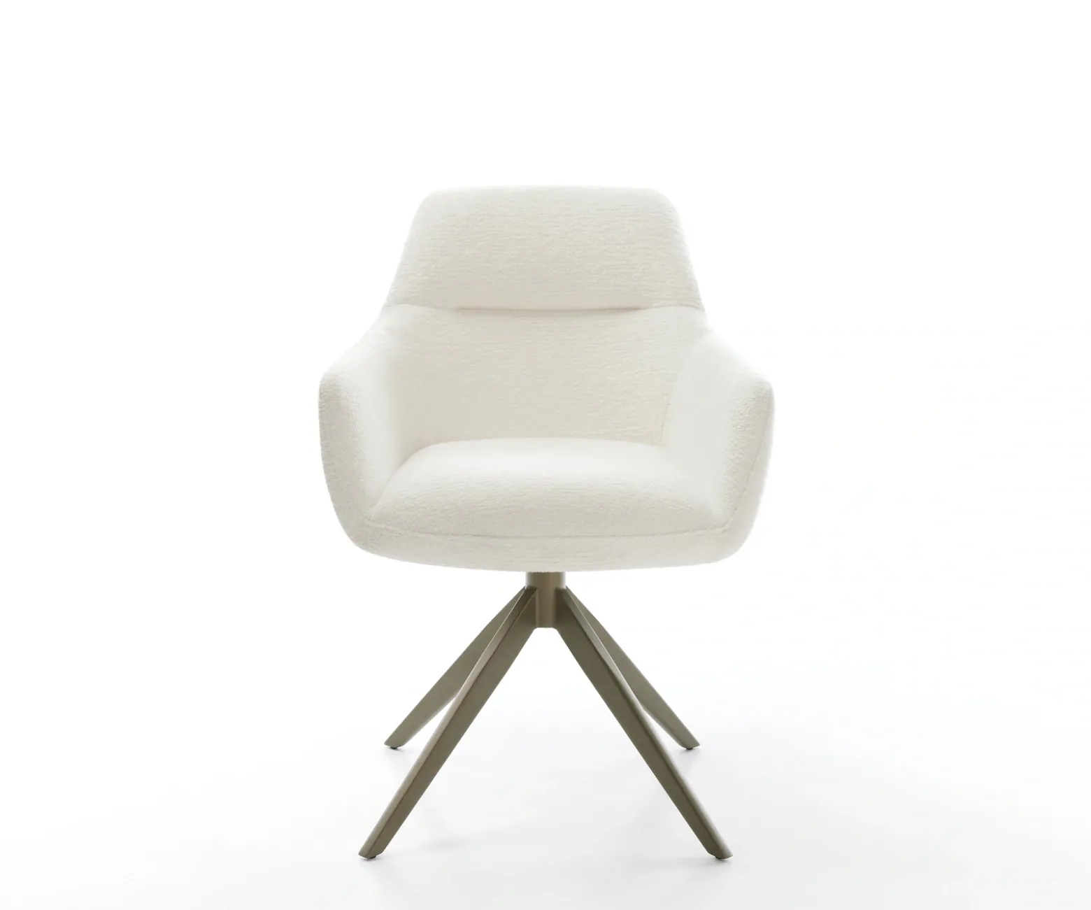 DrehstuhlPejo-Flex Bouclé Soft Beige Kreuzgestell breit Effektfinish Titan 360° drehbar Wippfunktion Taschenfederkern Sofort versandfertig