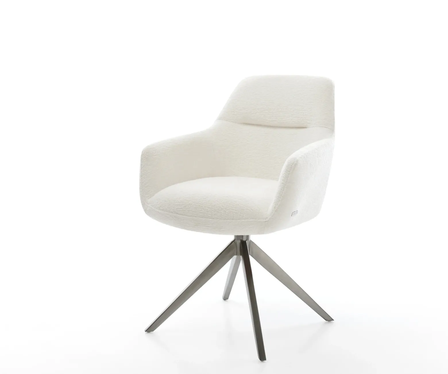 DrehstuhlPejo-Flex Bouclé Soft Beige Kreuzgestell breit Graphit 360° drehbar Wippfunktion Taschenfederkern Sofort versandfertig