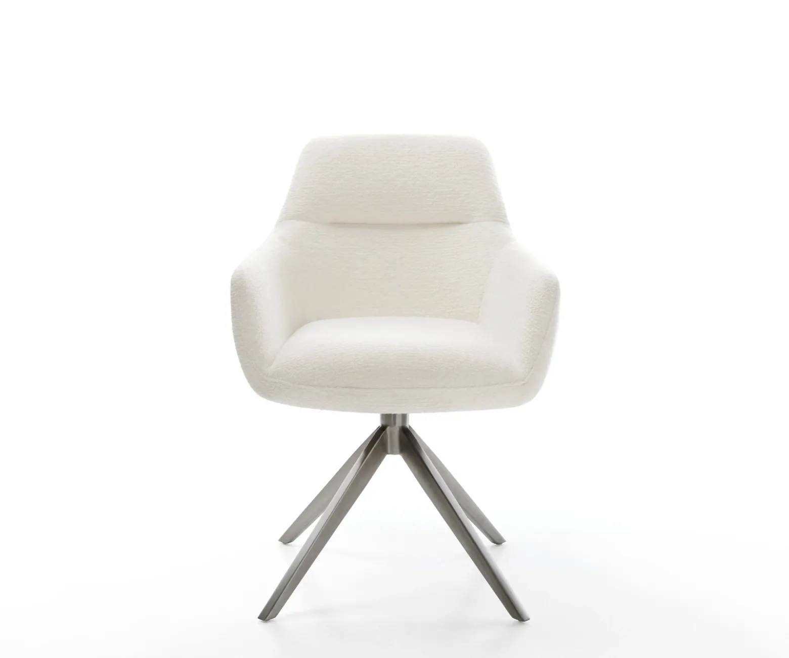 DrehstuhlPejo-Flex Bouclé Soft Beige Kreuzgestell breit Graphit 360° drehbar Wippfunktion Taschenfederkern Sofort versandfertig