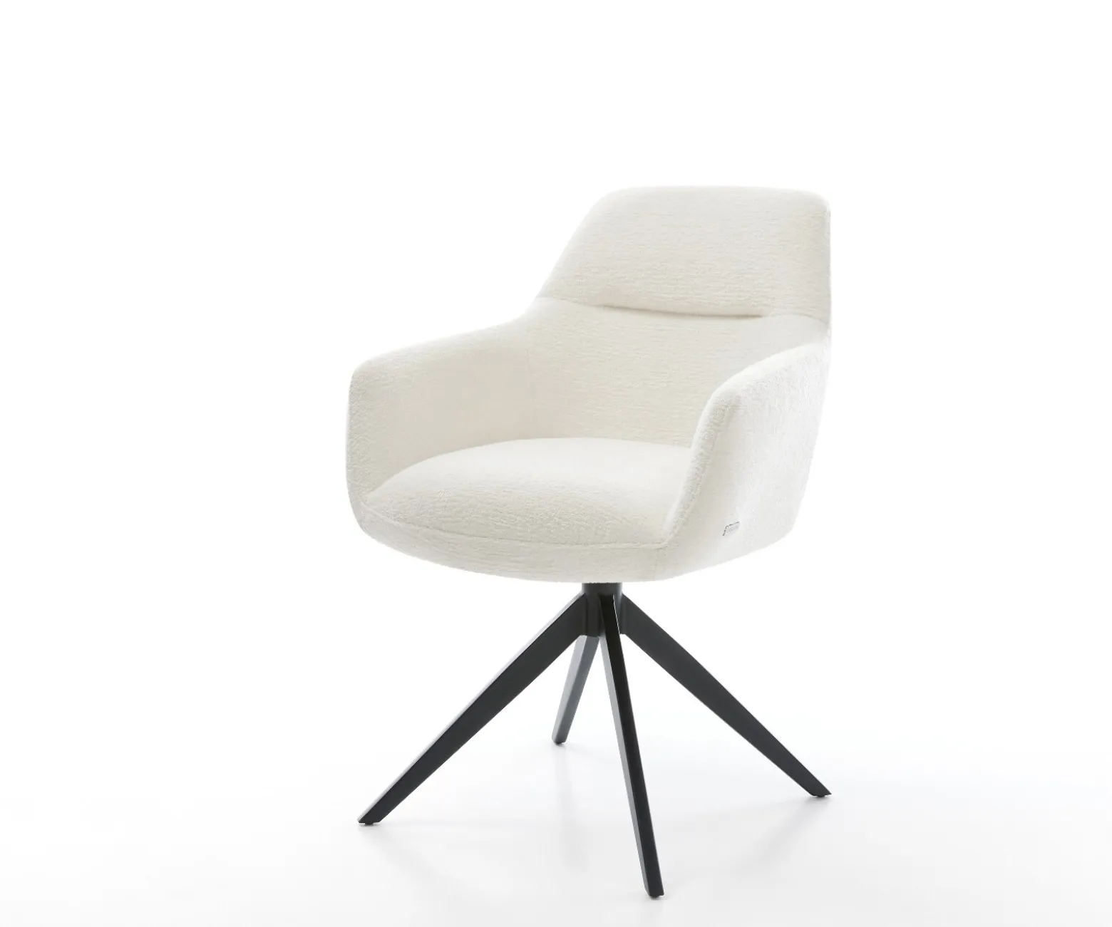 DrehstuhlPejo-Flex Bouclé Soft Beige Kreuzgestell breit Schwarz 360° drehbar Wippfunktion Taschenfederkern Sofort versandfertig
