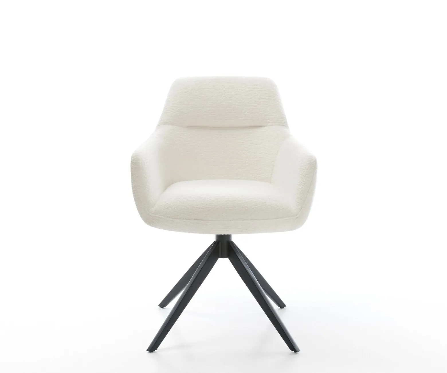 DrehstuhlPejo-Flex Bouclé Soft Beige Kreuzgestell breit Schwarz 360° drehbar Wippfunktion Taschenfederkern Sofort versandfertig