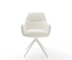 DrehstuhlPejo-Flex Bouclé Soft Beige Kreuzgestell breit Weiß 360° drehbar Wippfunktion Taschenfederkern Sofort versandfertig